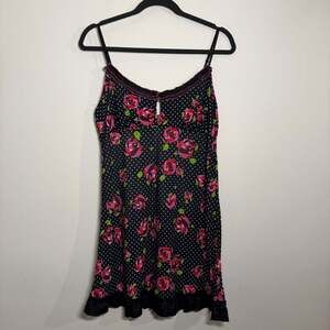 Jenni by Jennifer Moore Y2K Floral Polka Dot Slip Nightgown Dress Size M